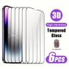 6 шт. Закаленное стекло для iPhone 17 16 15 14 13 12 11 Pro Max Mini Защитное стекло для iPhone 7 8 Plus 16e XR X XS Max Стеклянная пленка