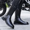 Fashion Vintage Men's Cowboy Boots Belt Buckle Ring High Top Motorcycle Boots Men Shoes Fashion Square Toe Warm Boots Big Size 38-48