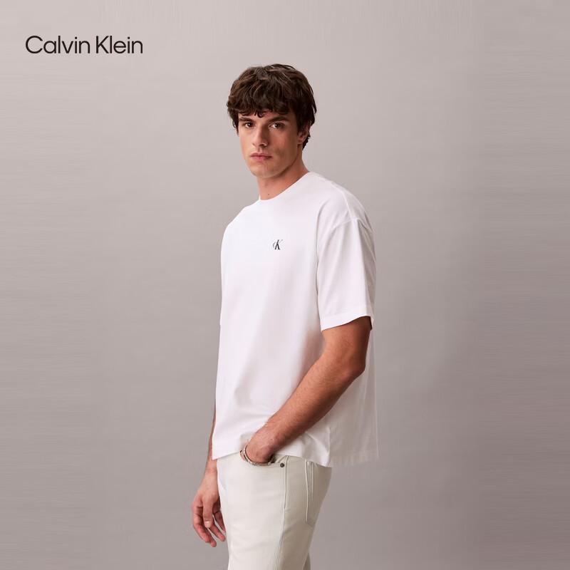 Calvin Klein Джинсы Мужская Хлопковая Футболка с Принтом CK с Круглым Вырезом