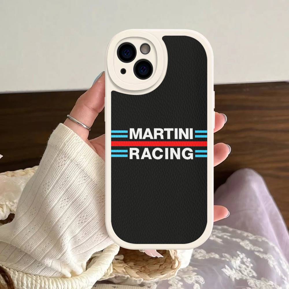 M-Martini Racing Горизонтальная полоска Для IPhone 16 15 14 13 12 11 Pro Max Plus Ударопрочный кожаный мягкий чехол для телефона