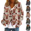 Women's Fashion Short Coat Casual Long Sleeve Printed Single Breasted Plush Top