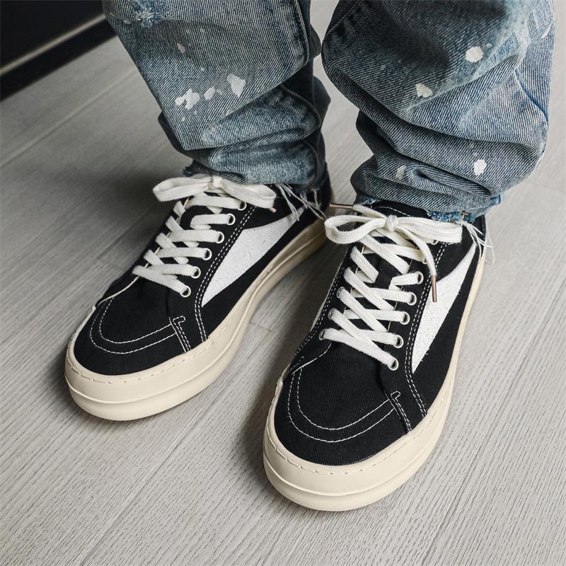 Нишевые мужские парусиновые кроссовки в ретро-стиле - Перевернутый треугольник, на толстой подошве, весенние, увеличивающие рост, универсальная повседневная спортивная обувь