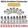 GX16 Gold Plated Butt TYPE Wire Connector 2/3/4/5/6/7/8/9/10 Pin Soldering Male&Female Socket Plug Aviation Fixed Connectors