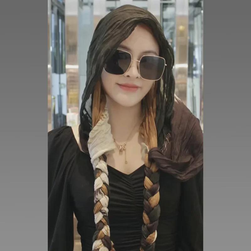 Hand-Woven Braided Headscarf for Girls - Fashionable Autumn/Winter Neck Collar & Headband