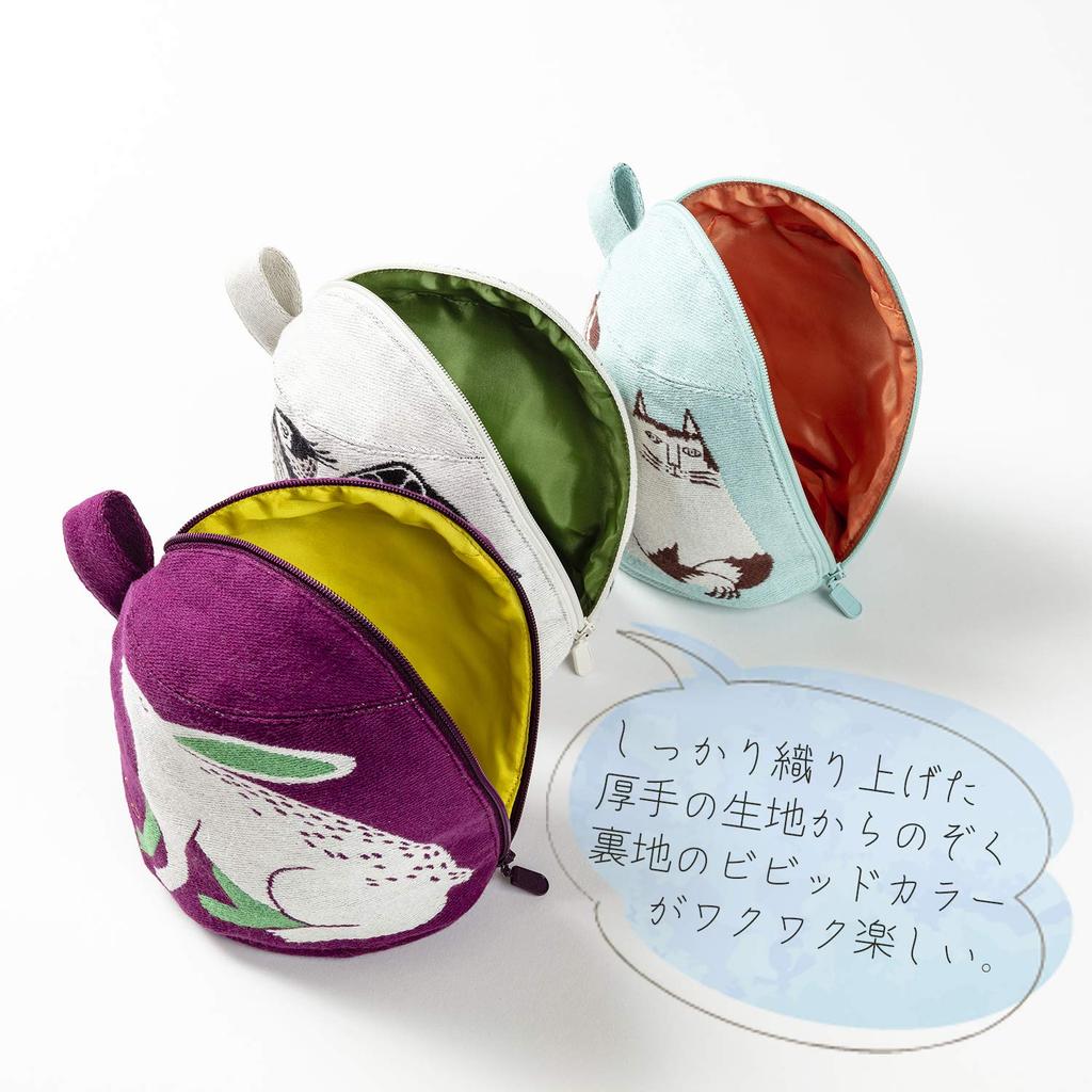 Kusunokibashi Monori MiW Gusseted Cats in a Big Tree in the Light Blue [moritaMiW] Pouch, Park, [A-68090-90-LB]