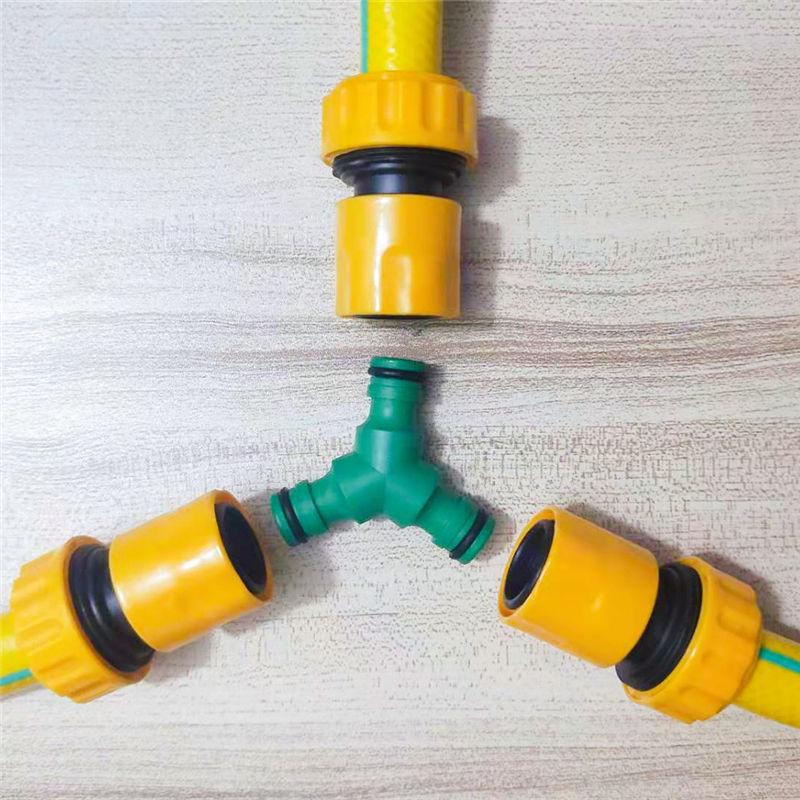 Трехходовой пластиковый разветвитель-переходник для шланга water pipe hose splitter connector adapter с быстрым клапаном, 1 дюйм.