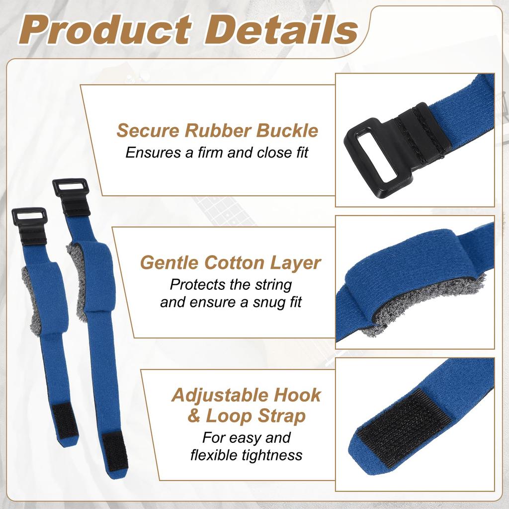 uxcell Guitar String Cover Tap Bass Silencer Damper Strap Instrument Accessory for Electric Blue 2-Pack Bass,