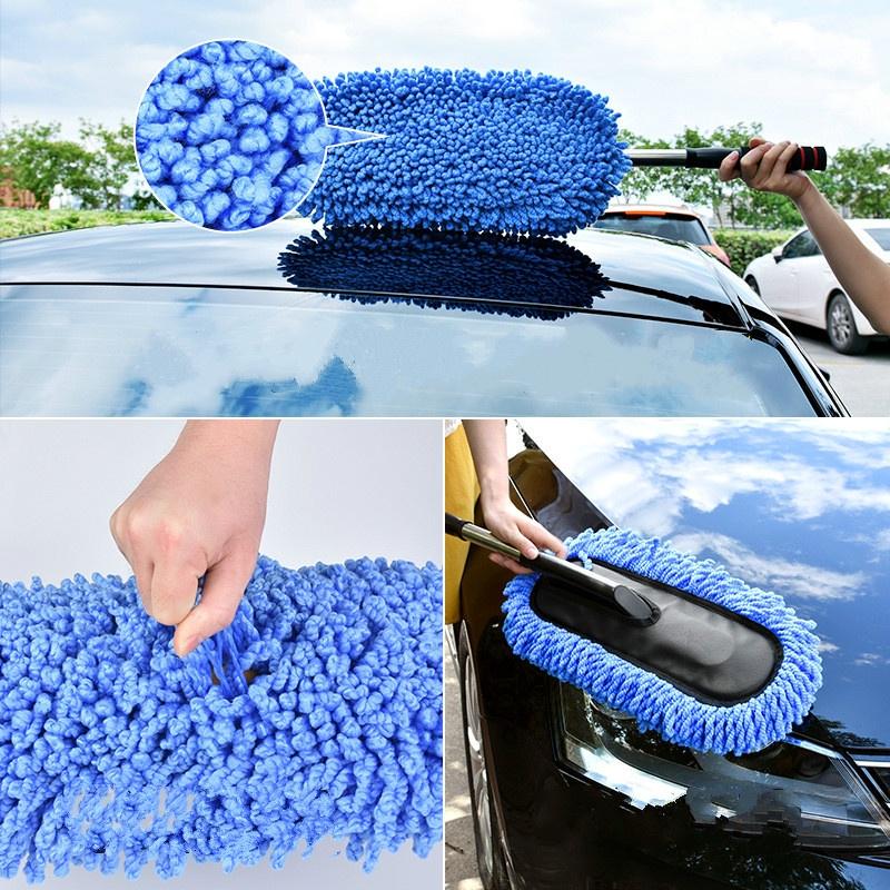 Adjustable Retractable Car Wash Tool Cleaning Mop Dusting Brush Soft Hair Sweeping Gray Car Cleaning