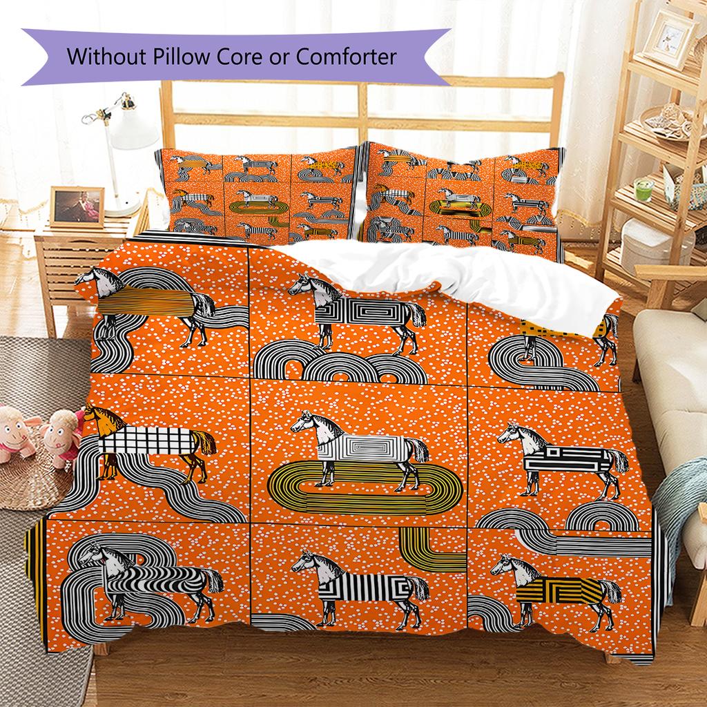 Узор с изображением лошади Комплект постельного белья Одеяло Пододеяльник Наволочка Домашний Декор Подарок (1 пододеяльник + 2 наволочки, без наполнителя)