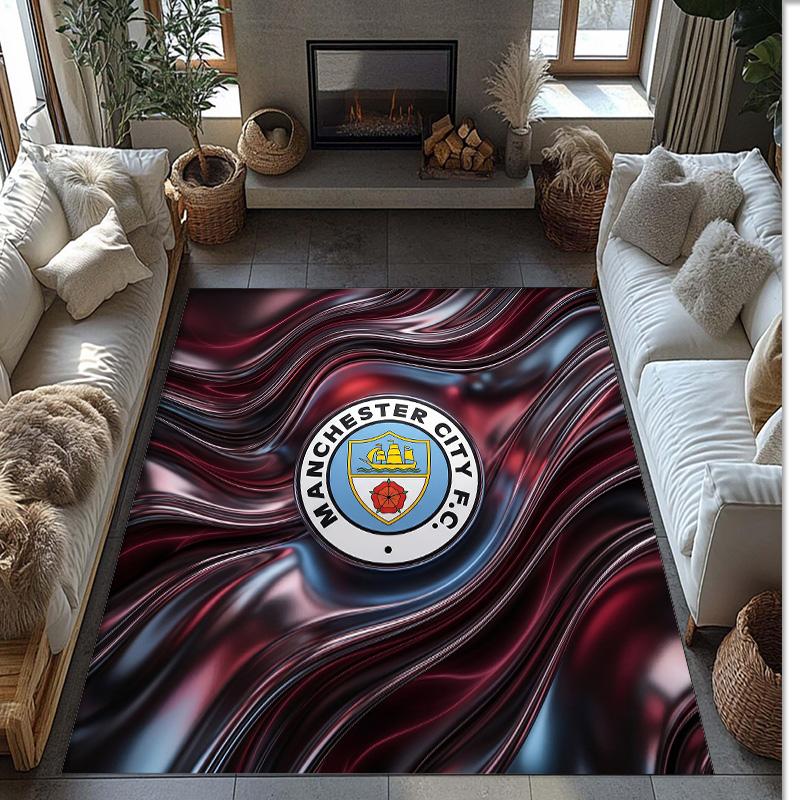 Фланелевый ковер с принтом Manchester City, нескользящий, мягкий, из полиэстера, для пола, декоративный коврик для спальни, гостиной, дивана