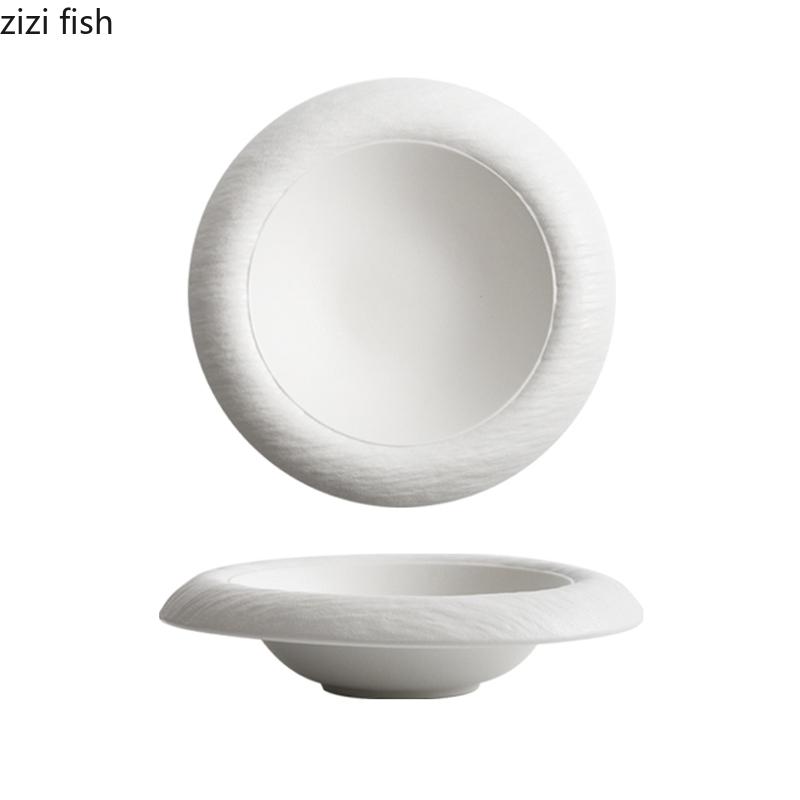 Solid Color Rock Texture Ceramic Soup Bowl Restaurant Dessert Bowl Salad Bowl Pasta Bowls Molecular Food Specialty Tableware