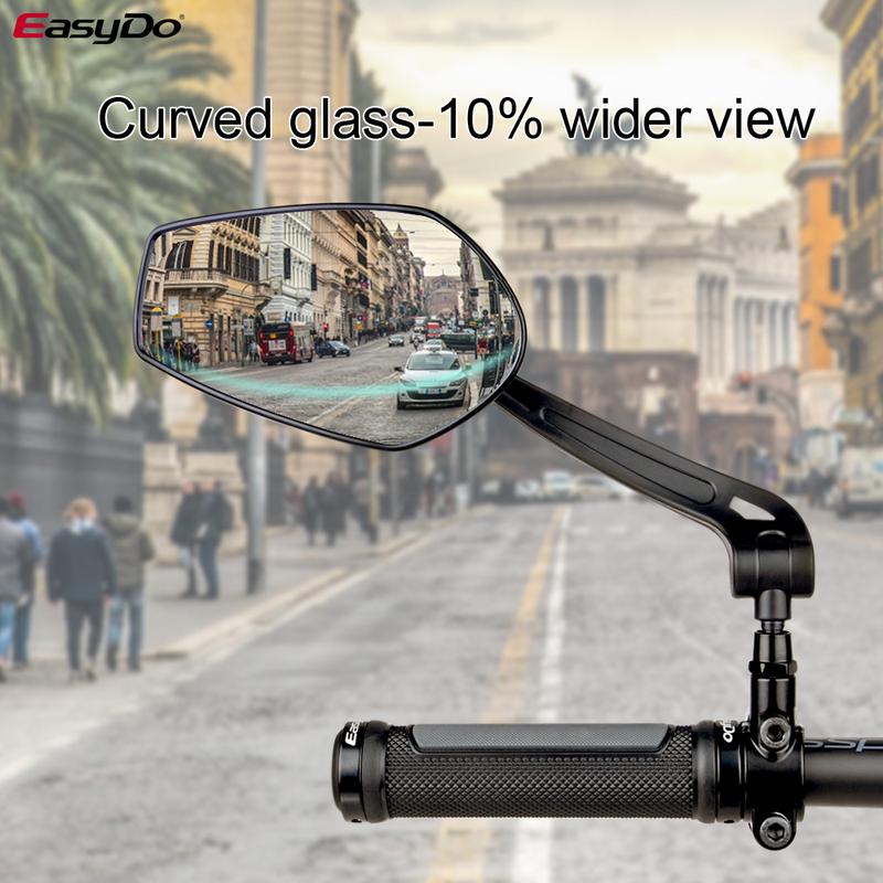 EasyDo Bicycle Rearview Handlebar Mirrors 360 Degree Rotate Cycling Rear View MTB Bike Handle Rearview Mirror