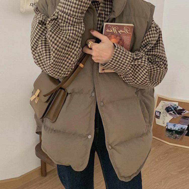 Женский короткий пуховый жилет - 2025 корейский стиль, свободный крой, куртка без рукавов для осени и зимы