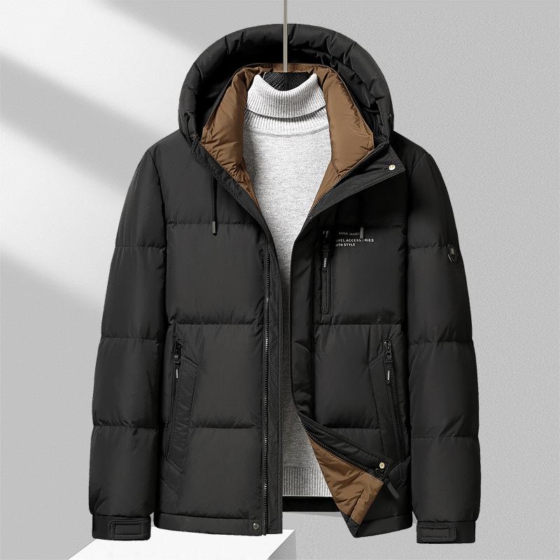 Пуховик мужской зимняя одежда новый жаккардовый пуховик с капюшоном утепленный утепленный повседневный пуховик для мужчин
