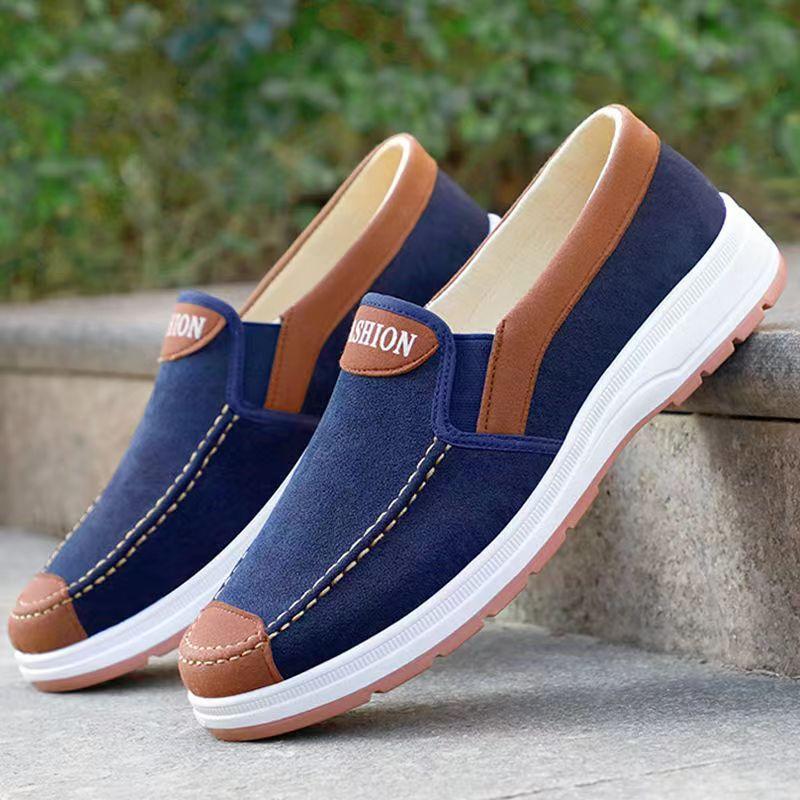 Старая пекинская тканевая обувь, мужская обувь, рабочая обувь на сухожильной подошве, повседневная обувь, дышащая парусиновая обувь без шнуровки для мужчин