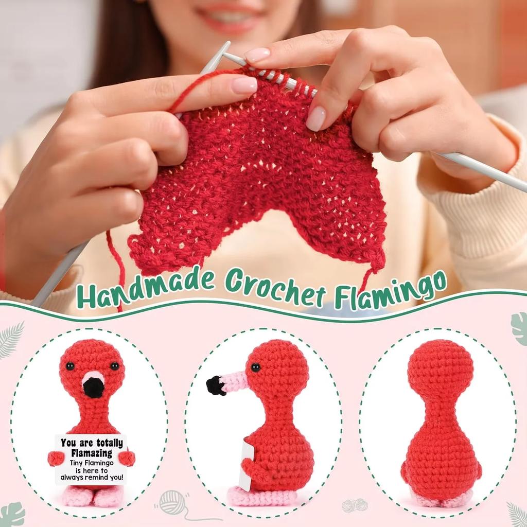 A Top Quality Mini Positive Dinosaur Knitted Crochet Doll Funny Cute Home Decoration Toy Card for Women Men Friends Birthday