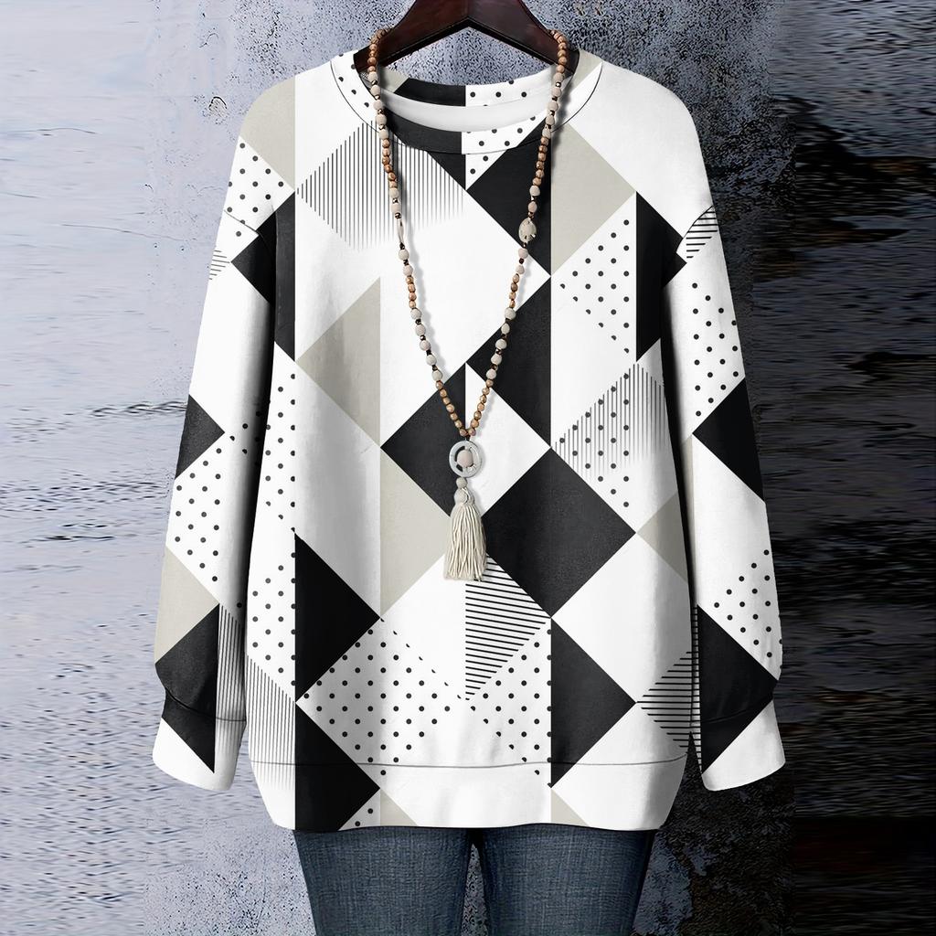 Женская футболка с цветочным принтом, круглым вырезом и длинными рукавами, свитшот