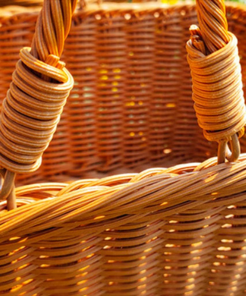 Aimoha Picnic Basket with Storage, Plastic Handles, Lunch Basket, 2 Handles [Brown, Small]