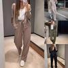 Spring and Autumn  Fashion Single Breasted Casual Suit Cardigan Top Lace-Up Two-Piece Trousers Women's Clothing