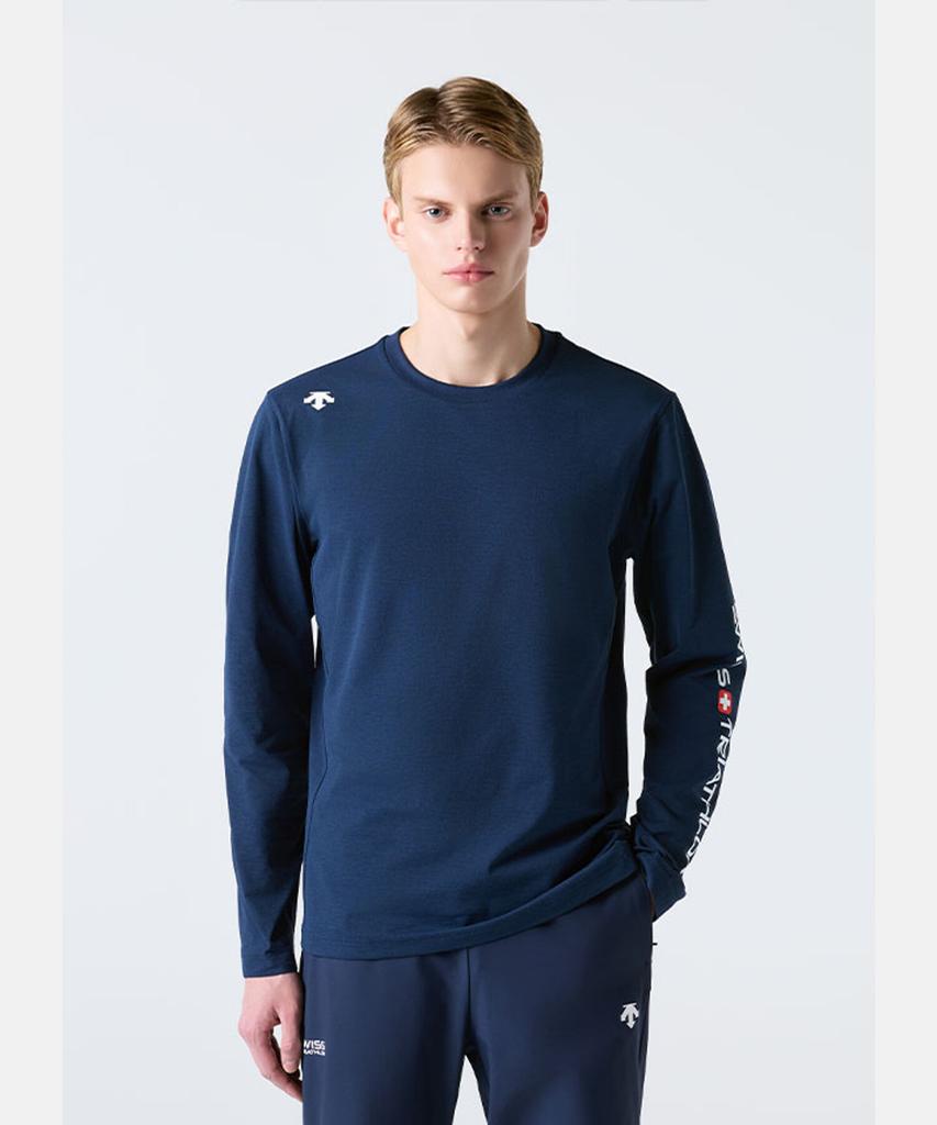 DESCENTE Swiss Triathlon Long Sleeve T-Shirt Navy Sr123Itl21 (A Type)
