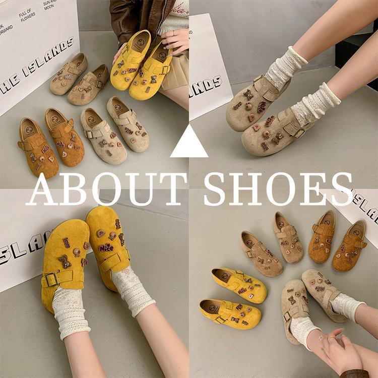 Ретро мягкие внешние Birkenstocks, осенние повседневные нескользящие милые мультяшные однотонные туфли на плоской подошве