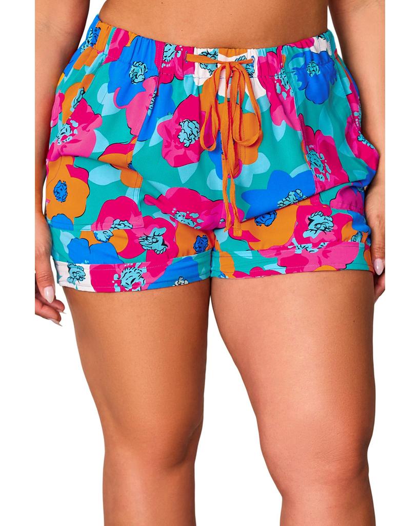 Azura Exchange Abstract Floral Print Drawstring Shorts