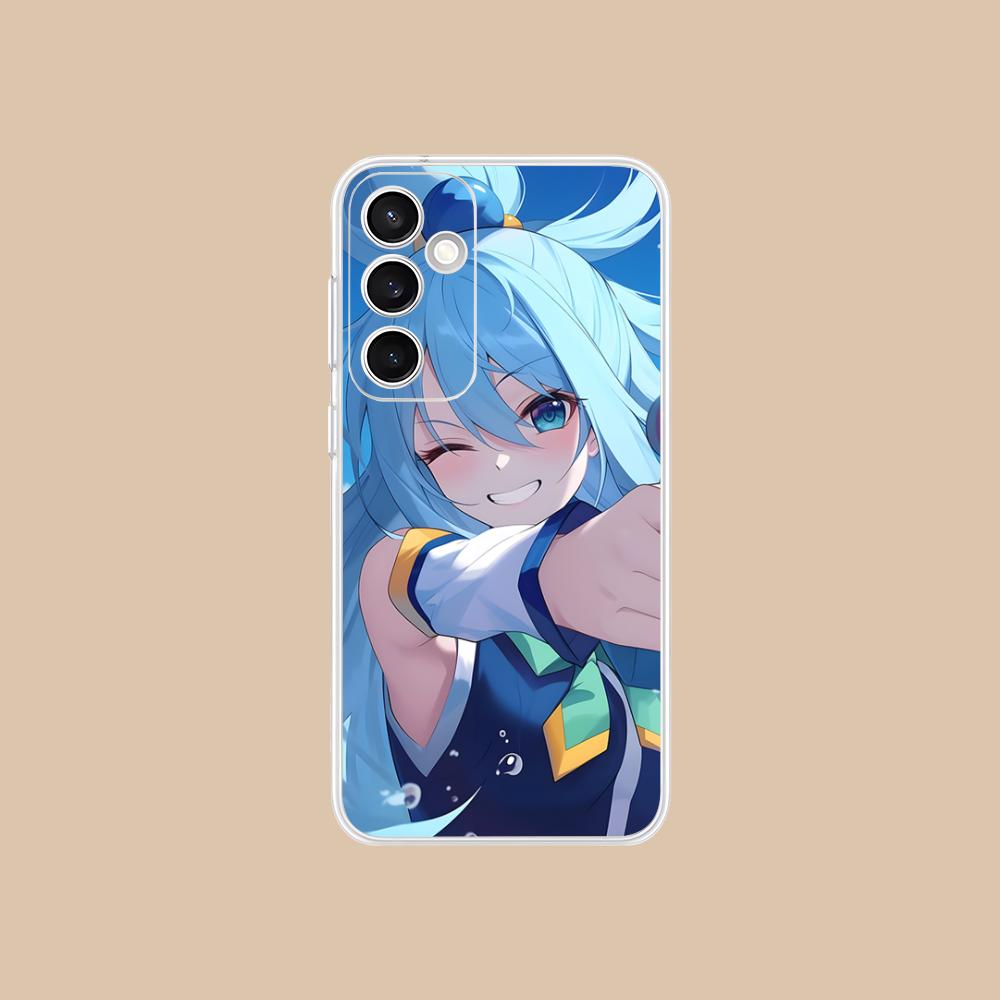 Чехол для мобильного телефона Konosuba Aqua для Samsung Galaxy S25 S24 S23 S22 S21Plus FE Ultra Прозрачный Цветной Защитный Смартфон Красивый