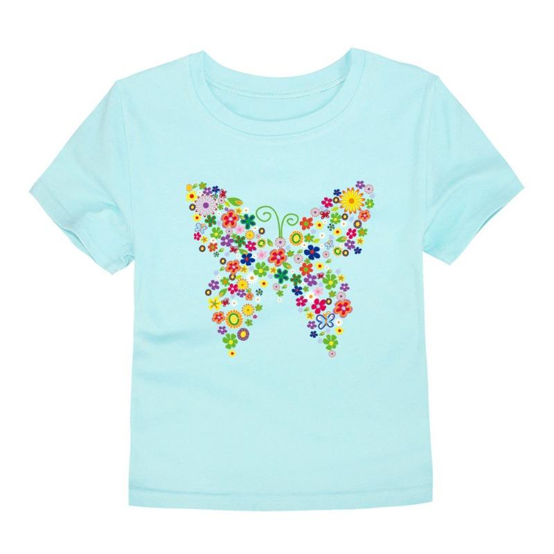 100% Cotton Toddler Girl T Shirt 2 To 3 4 5 6 7 8 9 10 11 12 13 14 Years Pink White Tshirt Flower Print Teenage Girls Tee Shirts