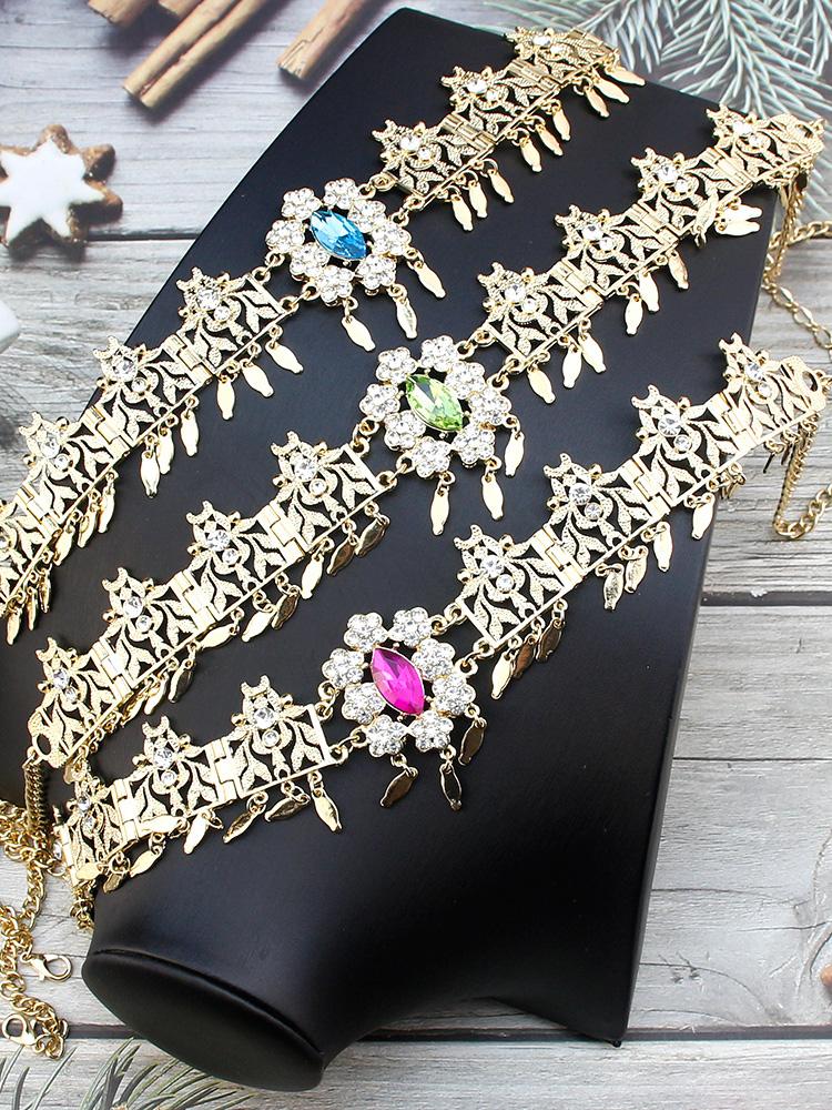 Цепочка на лоб невесты, корона, ювелирные изделия, женские изделия для волос, золотой цвет, хрустальная арабская повязка для волос