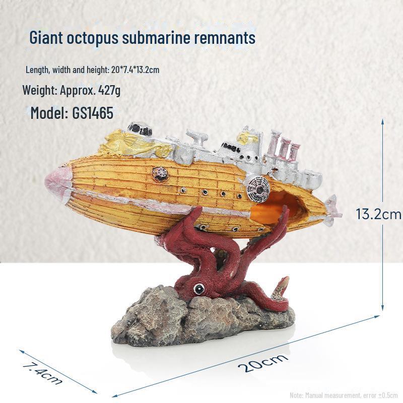 Декорация для аквариума в виде смоляного пиратского кораблекрушения с реалистичной детализацией