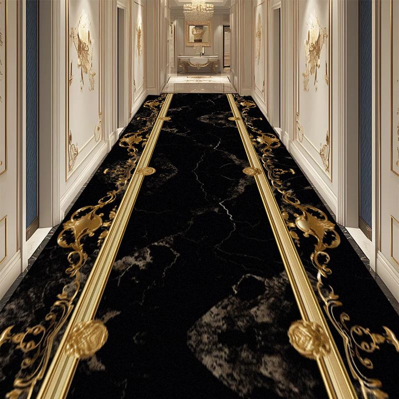 Luxury Long Corridor Carpet European High End Hallway Carpet Non-slip Stairway Home Decor Rug Washable Runner Aisle Kitchen Mats
