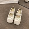 Женские туфли на плоской подошве с бантом, новые осенние туфли с квадратным носком, неглубоким воротом, пряжкой в одну линию, мягкой подошвой, нескользящие одинарные туфли
