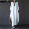 IHUASU Женское длинное свободное летнее повседневное платье из льна и хлопка больших размеров