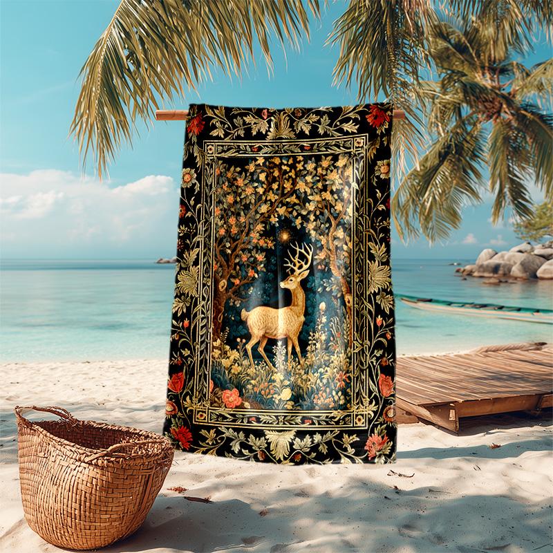 Mystic Crow Floral Forest Soft Beach Towel Outdoor Camping Vacation Swimming Beach Towel Outdoor Absorbent Bath Towel Blanket A9