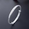 S999 Full Silver Six Character True Words Push Pull Bracelet Female Carved Simple Chinese Style Retro Bracelet Silver Bracelet