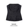 2025 Spring Women's Denim Off-Shoulder Straight Neck Bustier Top - European & American Style
