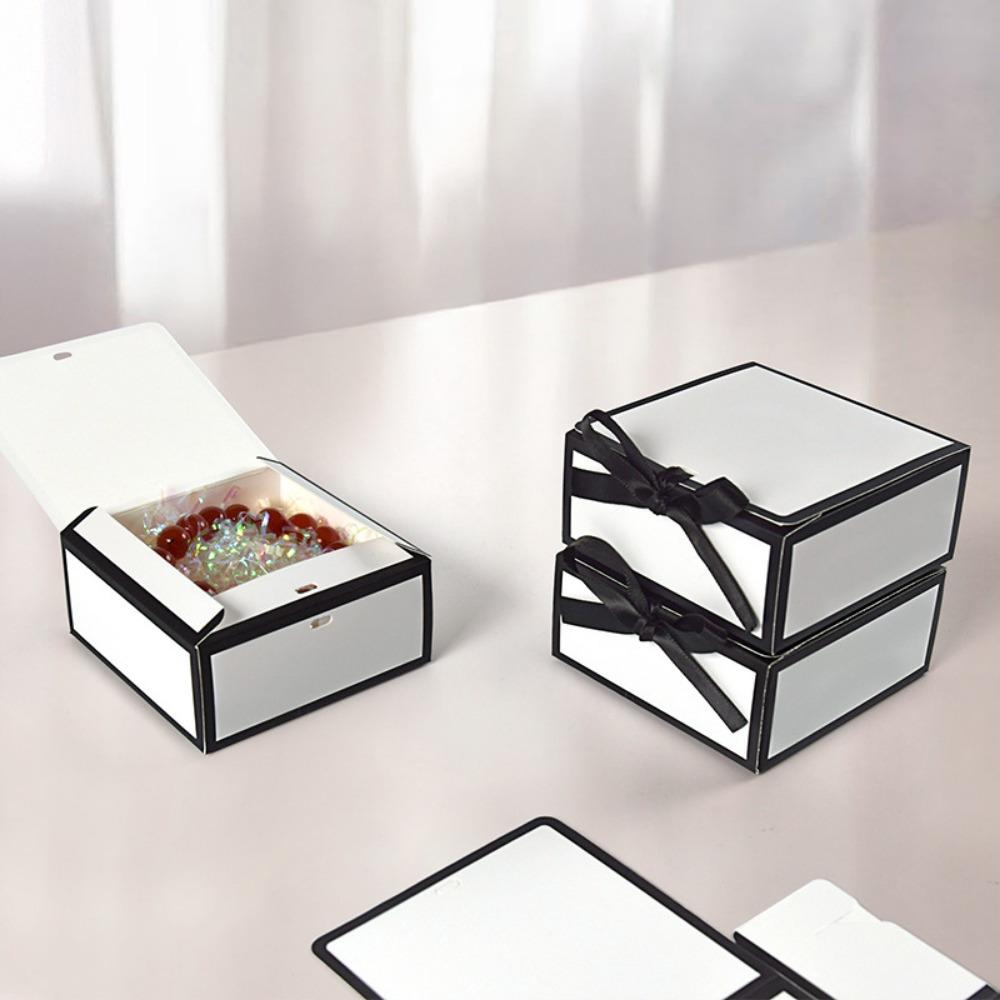 20 шт. коробок для подарков с черной лентой, подарочные коробки, простые квадратные коробки для угощений, подарочные коробки для вечеринок, упаковочная коробка для ювелирных изделий своими руками
