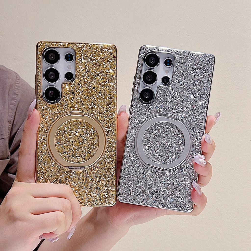 For Samsung Galaxy S25 Ultra Magnetic Case with Kickstand Glitter Electroplated TPU+PC Phone Cover