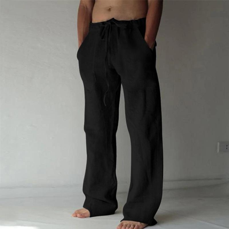 New Men's Trousers Hemp Casual Solid Color Thin Linen Men's Trousers Spot