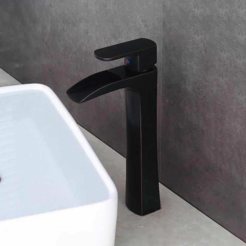 Basin Faucets Waterfall Bathroom Faucet Single Handle Basin Mixer Tap Bath Antique Faucet Brass Sink Water Crane Silver 8788