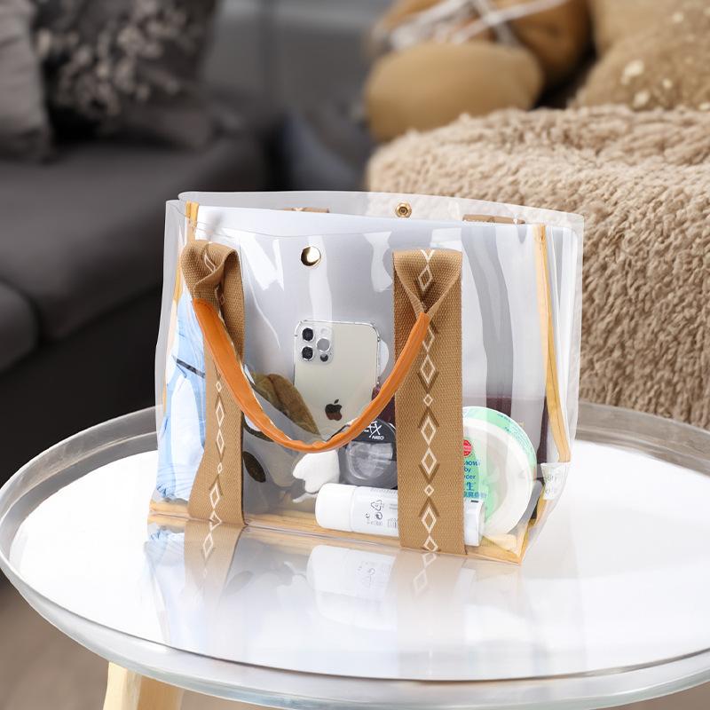 Большая вместительная сумка для хранения сумок из прозрачного ПВХ, женская модная симпатичная горизонтальная сумка