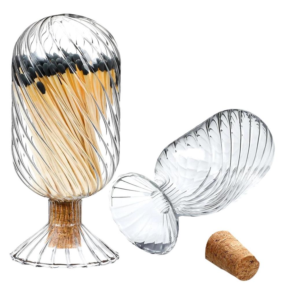 2pcs Helix Shaped Glass Matches Cloche Decorative for 4 Inch Candle Matches Trendy Fireplace Display,Not Include Matches