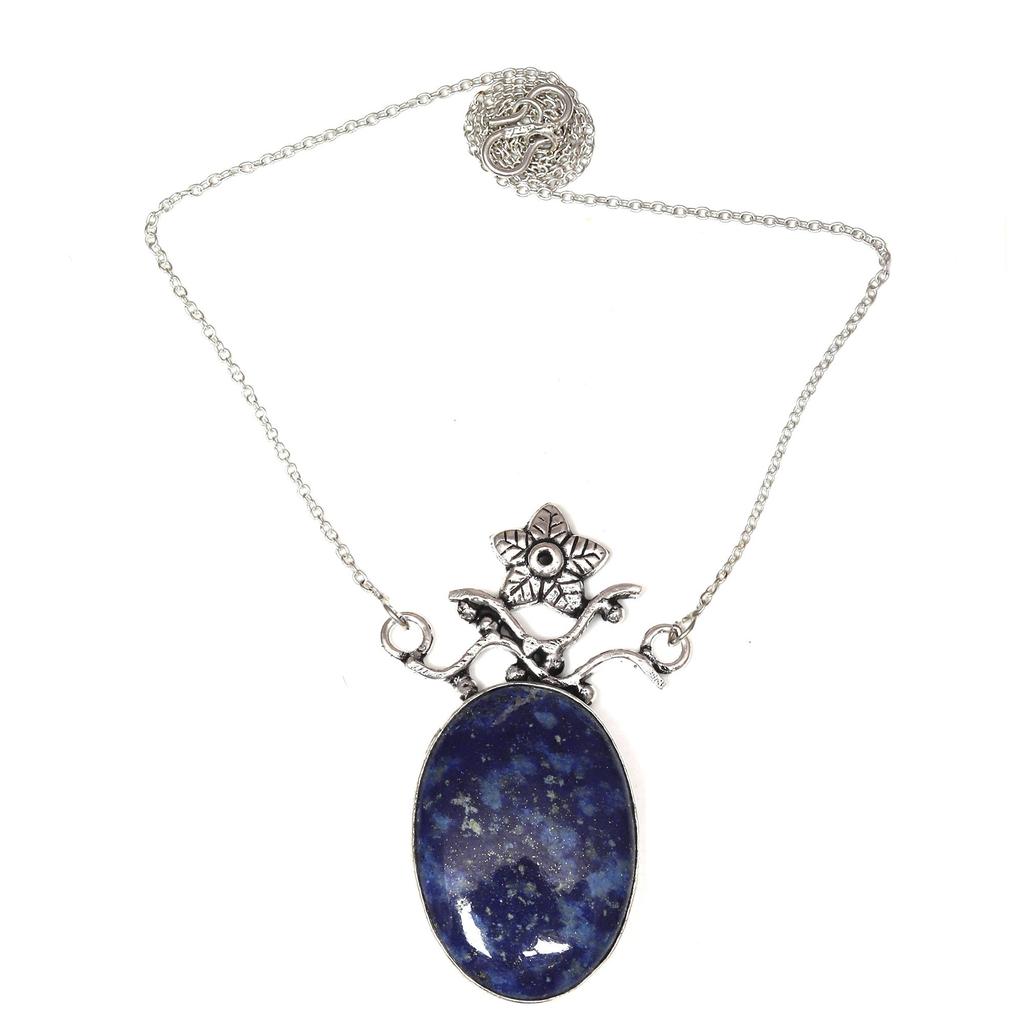Pendant Lapis Lazuli Silver Jewelry 2.5" Gemstone Handmade Sterling Silver