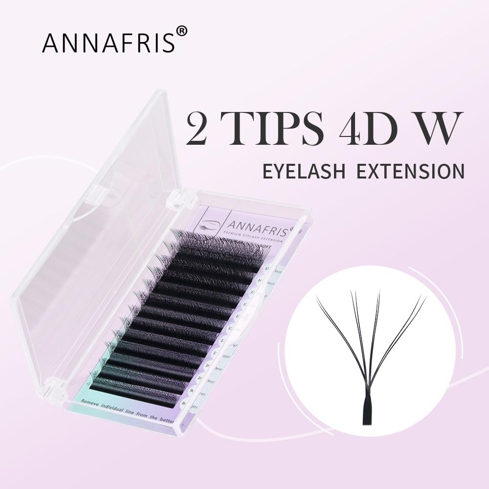 ANNAFRIS 2 Tips 4D W Shaped Eyelash Extension Faux Mink Volume Lashes Premade Volume Fan Lashes W Style Natural Eyelash