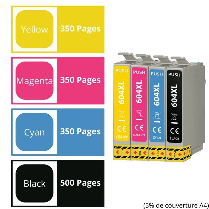 Чернильный картридж - Epson - 604XL - Упаковка из 12 штук - Черный, Голубой, Пурпурный, Желтый - Совместим с WF-2950, XP-4200