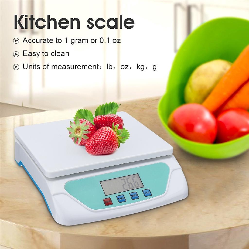 White 30kg TS500 Plastic White Electronic Scales Weighing Kitchen Scales Grams Balance LCD Display Universal for Home Electronic Balance Weight