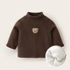 Children's Velvet Bottom Coat Winter Clothes Men's and Women's Baby Half High Collar Thick Hoodie Warm Top