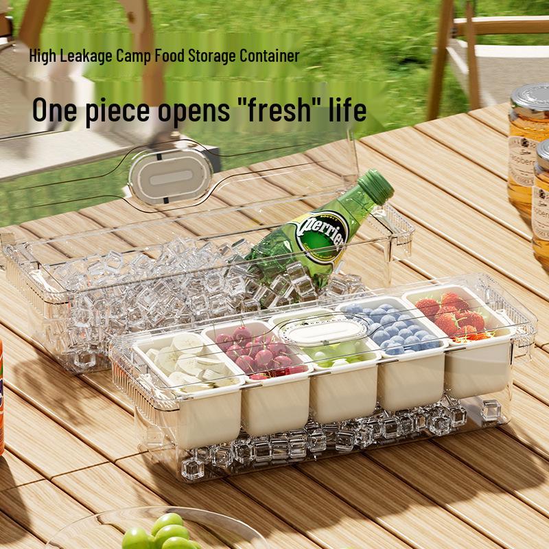 Портативный ящик для пикника на открытом воздухе для сохранения фруктов с отделениями для льда и таймером