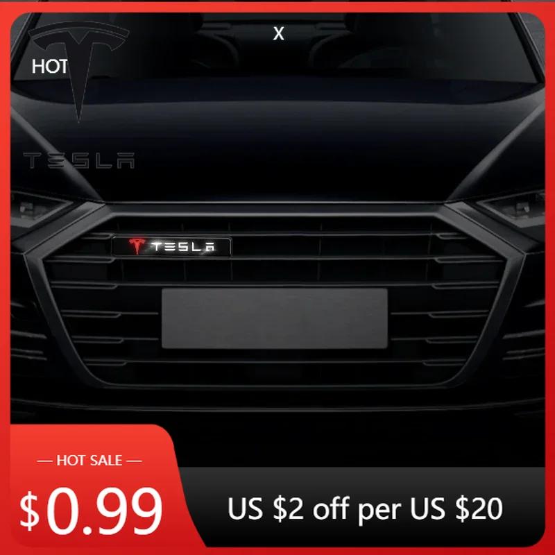 Sticker Tesla car front grille decorative cover Net Lamp For Tesla Model 3 Model X S 2016-2020 Decals TM3 TMX TMS Decal Car 