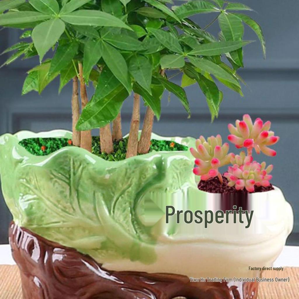 Large European Double-Mouth Ceramic Succulent Pot - Creative Retro Design for Indoor Decor